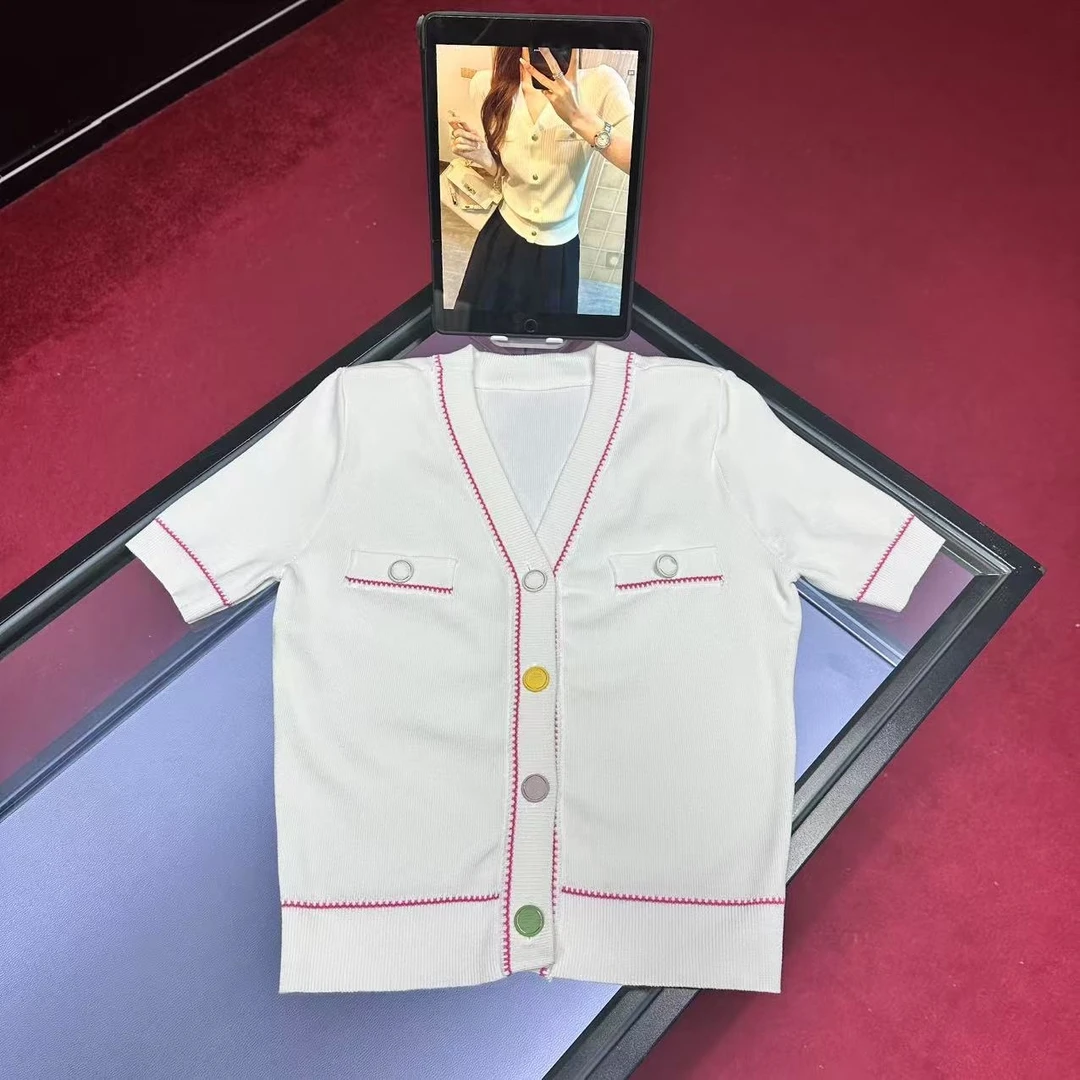 F659小香风气质针织开衫短袖时尚休闲百搭夏季轻奢