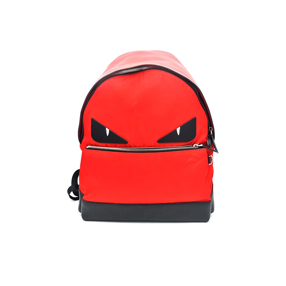 95新 FENDI/芬迪 98新小怪兽系列黑红拼色双肩包33*40/74488