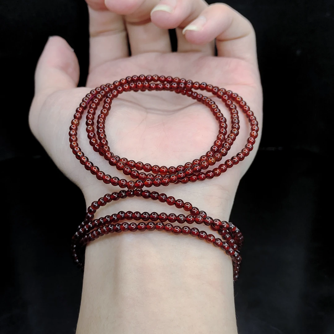 【李想精选】石榴石三圈手串X5【多样性发其一】约3mm