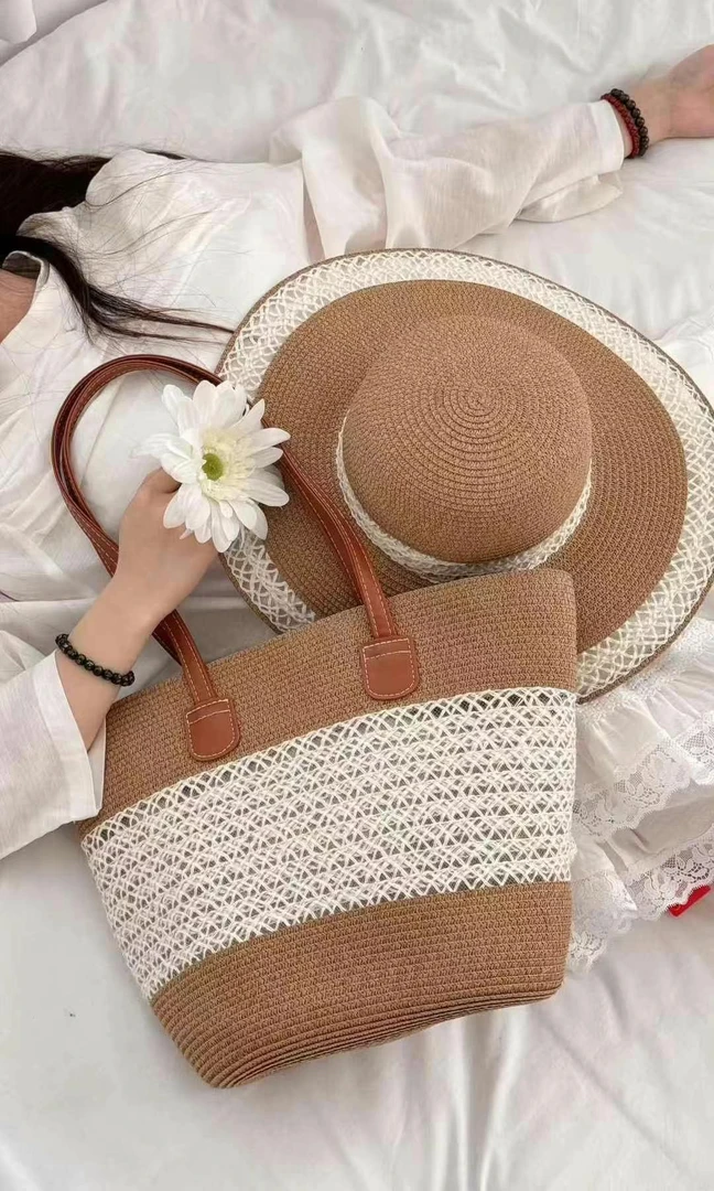 法式编织托特包韩式草编单肩包草编包包编制手拎包编织包包