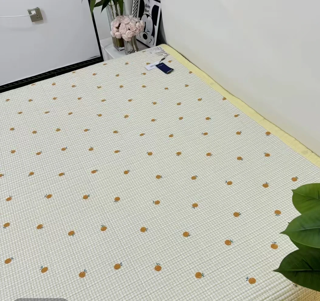 【乐橙】A类针织棉床盖超柔加厚夹棉防滑