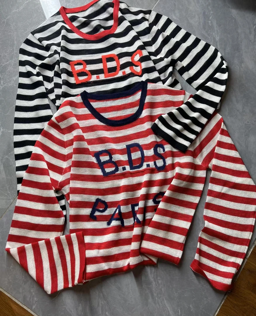 冰丝条纹潮牌原创短袖