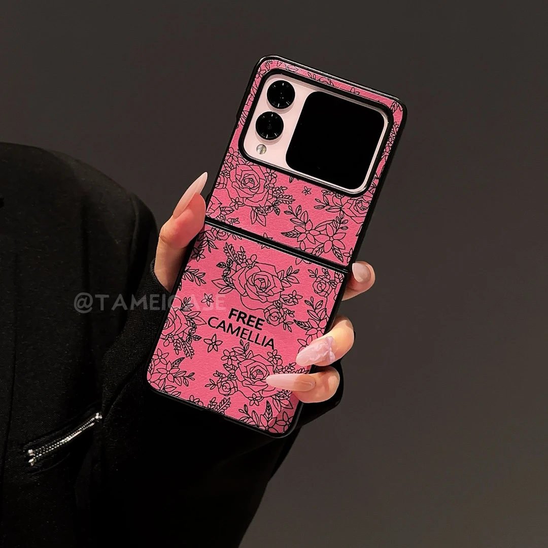 适用于华为pocket2手机壳羊皮FINDN3FLIP玫瑰花华为poc2024高级感