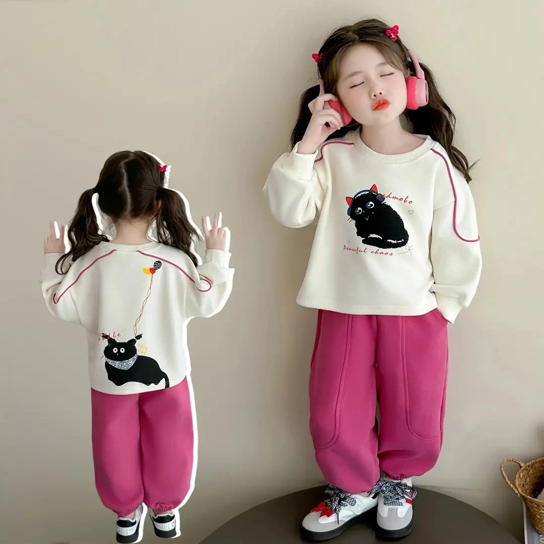 女童洋气套装卡通韩版儿童休闲卫衣两件套小女孩宝宝春秋装新款潮