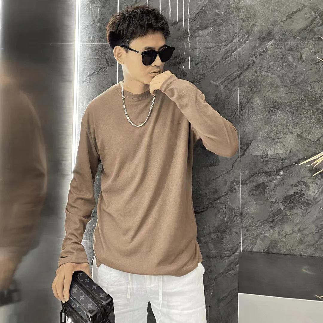 宽松型打底衫时尚纯色痞帅长袖T恤休闲男士夏季防晒衣户外沙滩衣