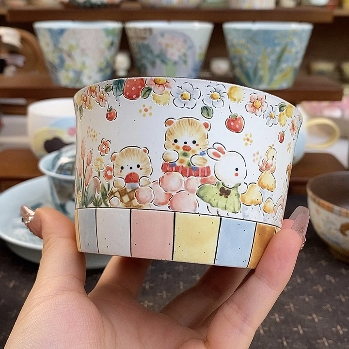 掌心手绘雕刻猪口