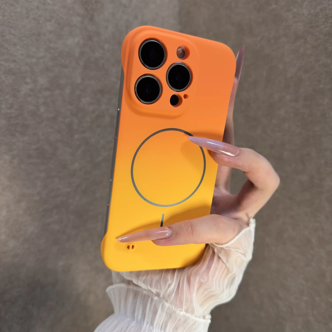 渐变无边框磁吸适用苹果16promax手机壳散热15个性14小众13女款12