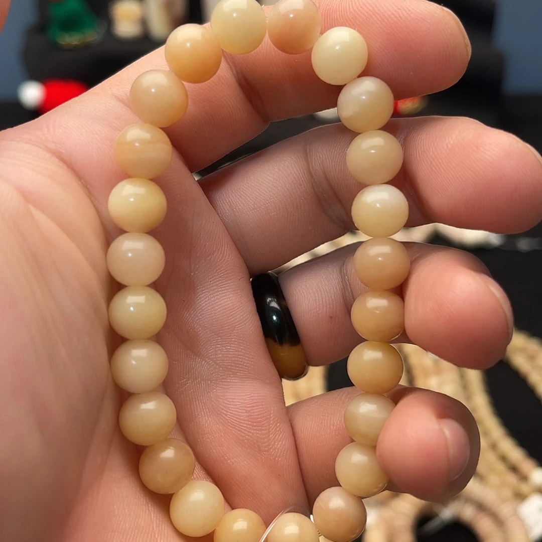 白玉菩提吊坠精品驼骨黄透手串