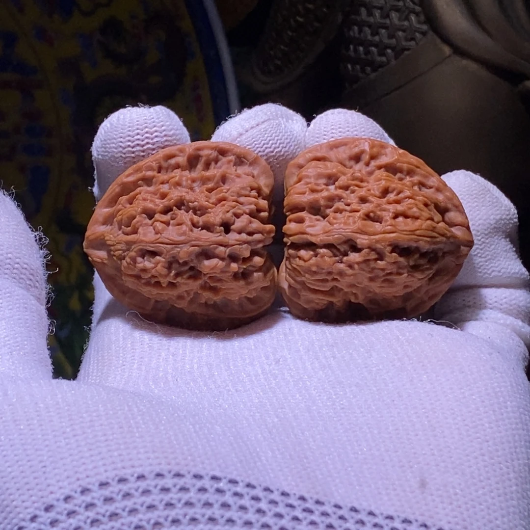 把件文玩核桃全品小尺寸37 36 36红皮南疆石