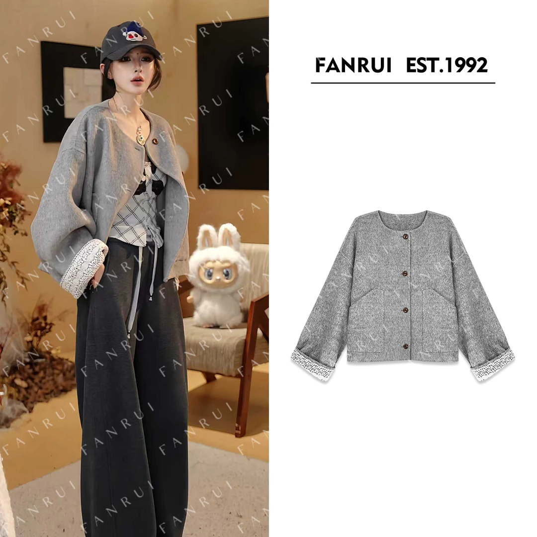 FANRUI/泛芮「贝贝biuu」羊毛复古小众轻奢感洋气大衣外套女B18123