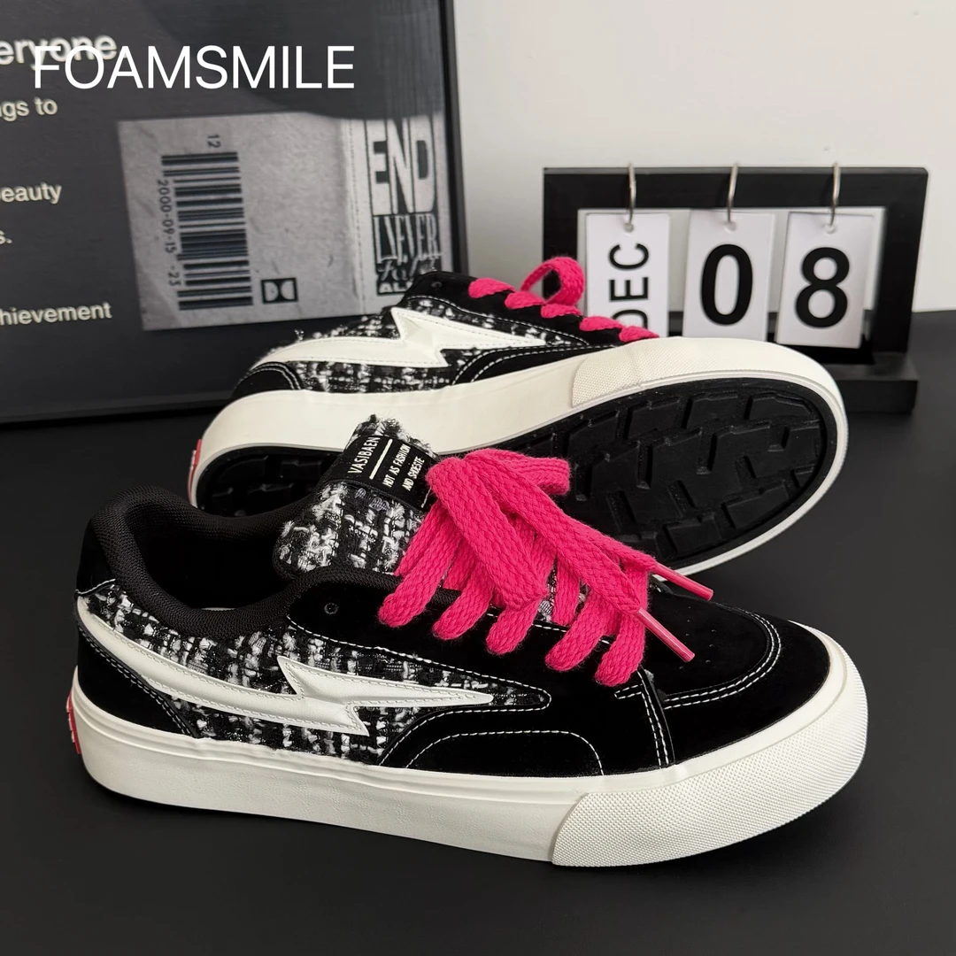 Foamsmile| 冬季痞帅街头潮搭黑红新配色男鞋潮运动小众面包板鞋