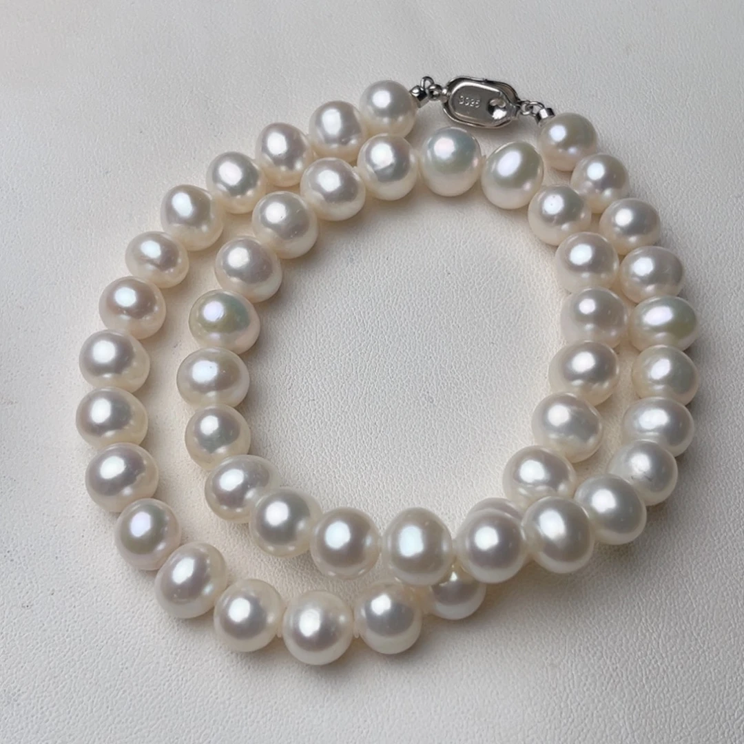 淡水珍珠颈饰银S925镶嵌9-10mm