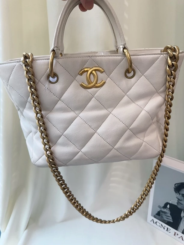 95新 Chanel/香奈儿 白金手提斜挎菜篮子