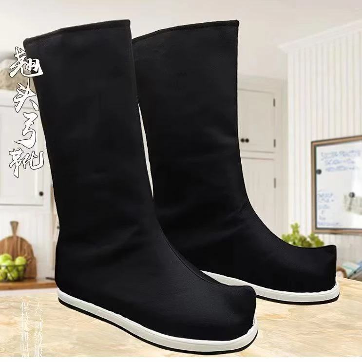 古装靴子翘头舞蹈cos汉服内增高男女中式皂靴弓鞋婚鞋官兵摄影靴