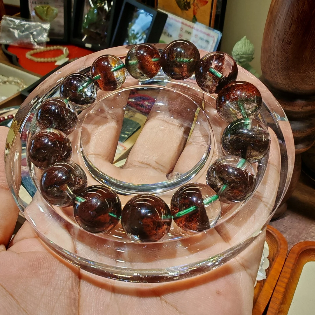 溯光天然红绿幽灵聚宝盆水晶手串多样款式