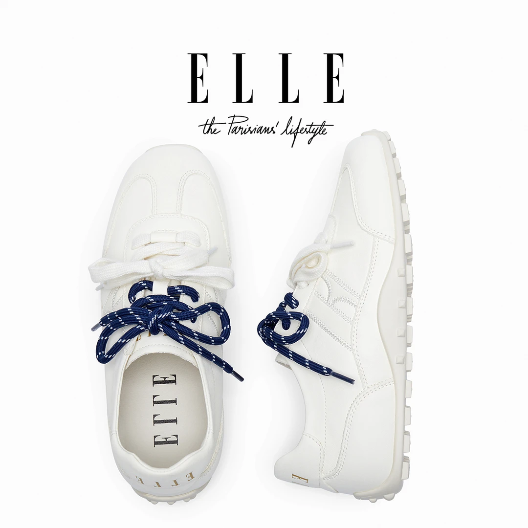 ELLE3CM增高复古小歪头鸳鸯鞋带休闲运动鞋女百搭薄底阿甘德训鞋
