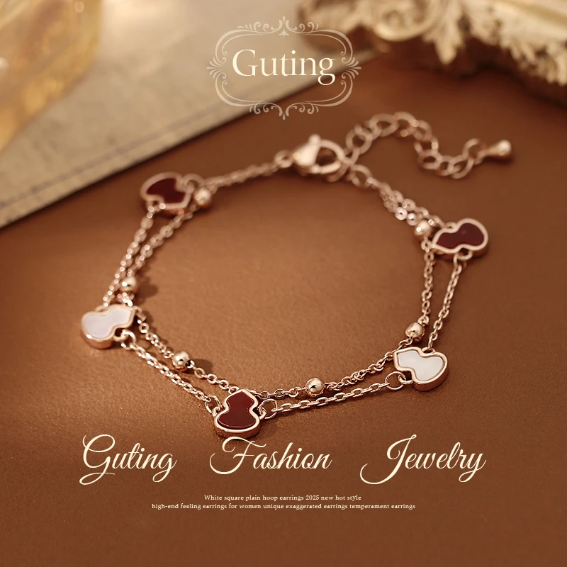 铜合金亚克力手链 2831葫芦叠戴本命年的手链女轻奢小众精致饰品