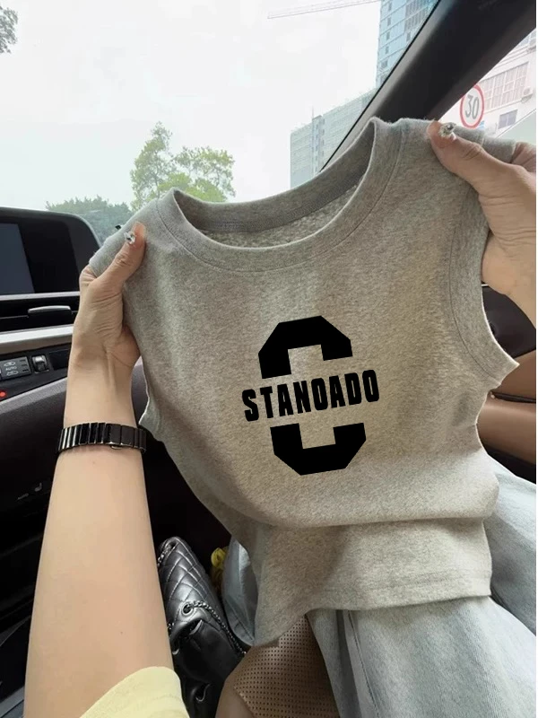 工字运动背心女新款灰色夏季打底遮副乳上衣内搭外穿无袖t恤棉质