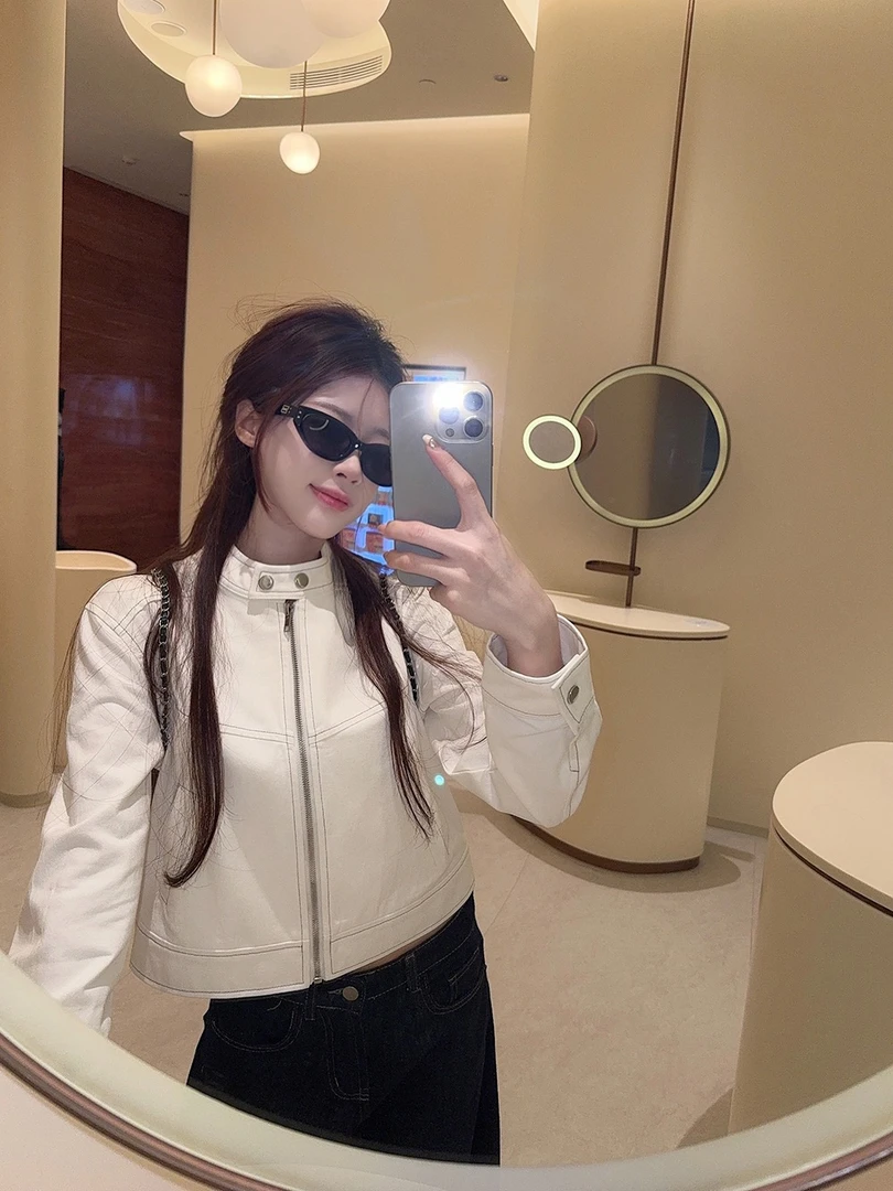 妮式look 立领明线设计感休闲夹克女秋韩系短款外套网红上衣时尚