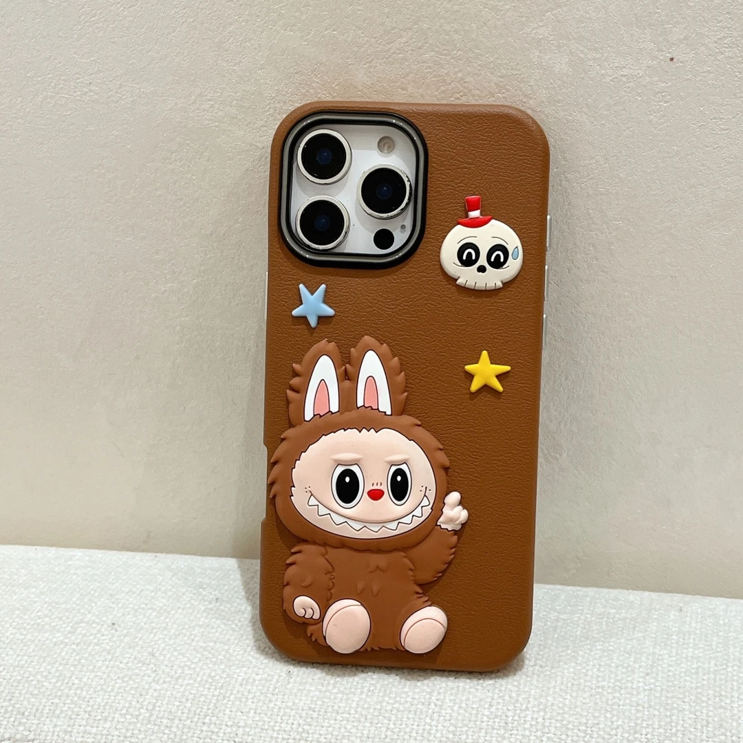 苹果16promax硅胶立体拉布布手机壳女iphone15Labubu14三合一荔枝