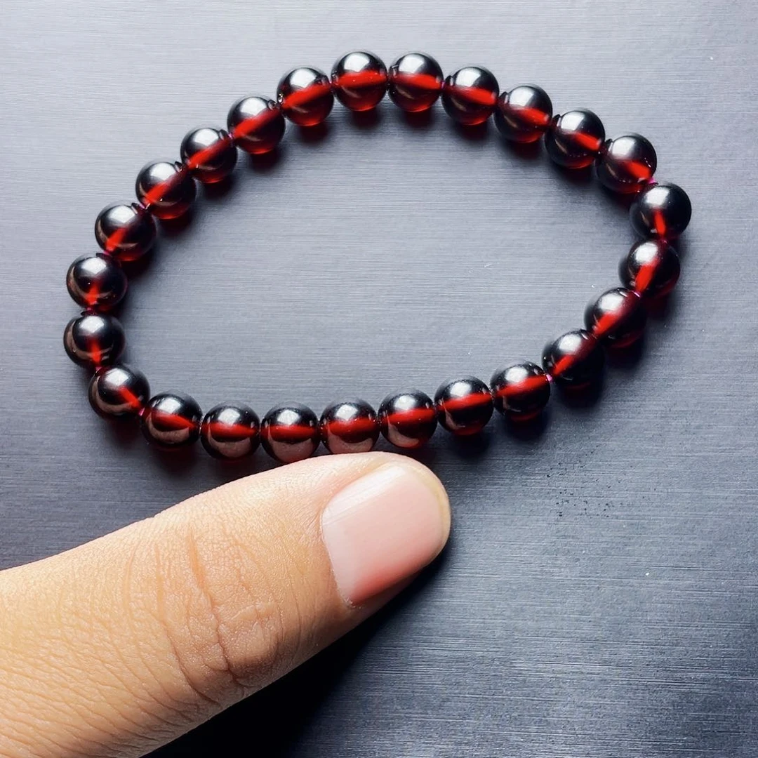 石榴石手链未镶嵌7.5MM毕业级酒红单圈天花板玫红