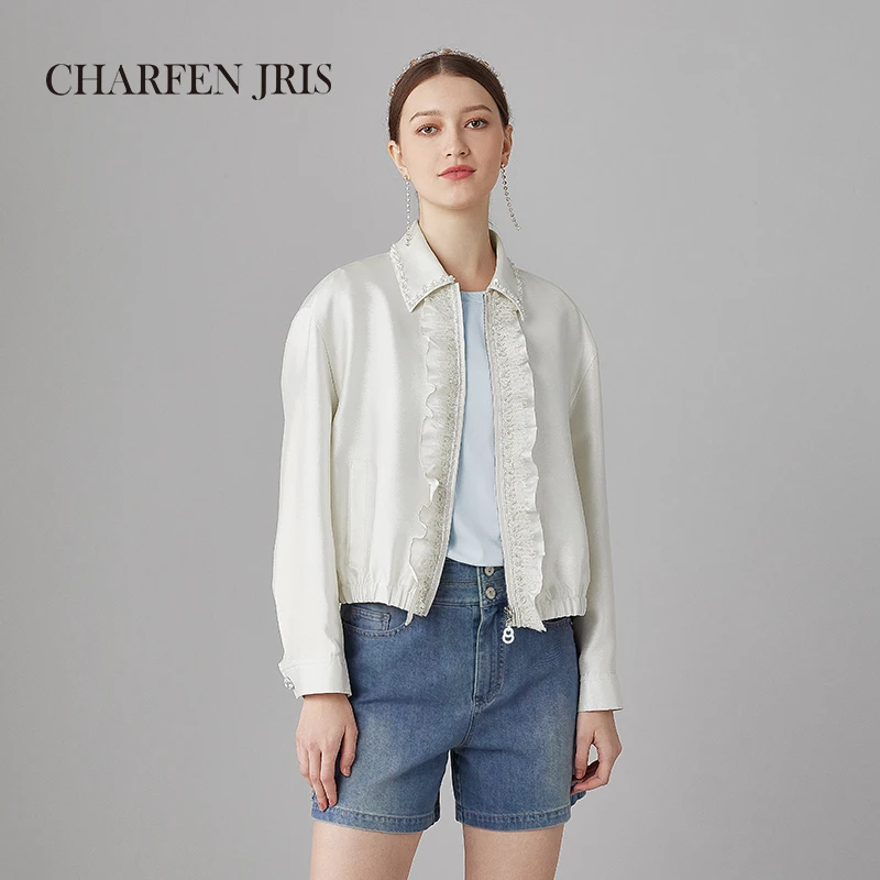 【达人专属】朝峰春秋百搭休闲桑蚕丝短款外套FJF1A657-6099A