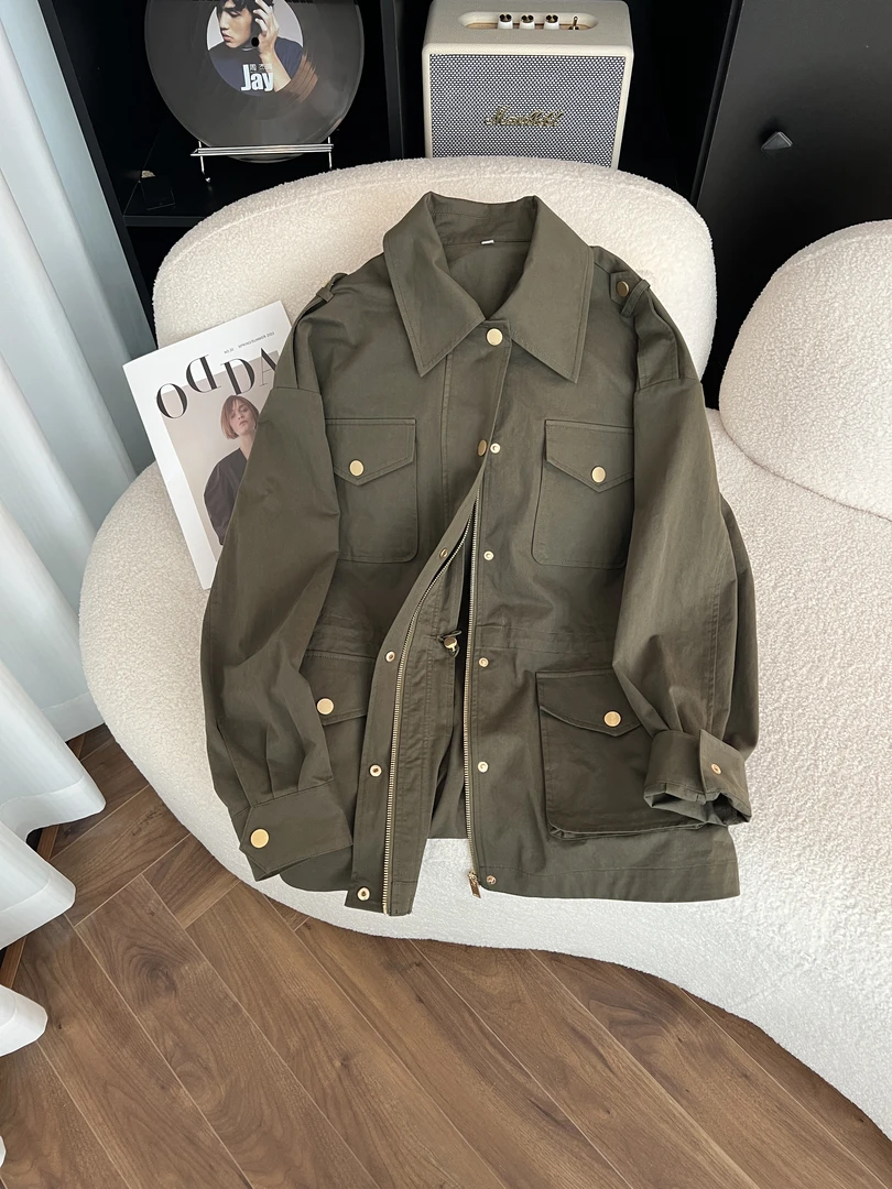 新KAISIO春秋美式军绿色工装休闲时尚百搭外套2501074