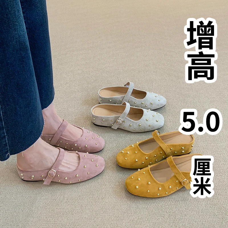 2025夏季时尚百搭包头玛丽珍浅口舒适内增高防滑凉拖鞋