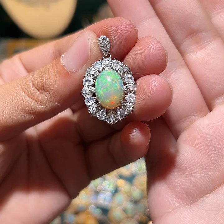 欧泊银S925镶嵌吊坠）