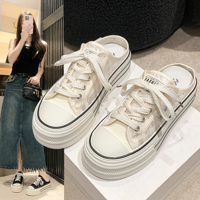 欧若风帆布鞋2025年新款爆款时尚透气百搭厚底小个子休闲鞋81975