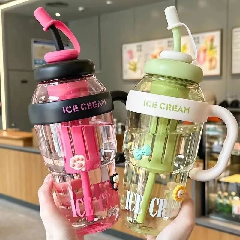 巨无霸水杯子女生带把手冰霸杯2025新款高颜值吸管杯家用潮酷便携