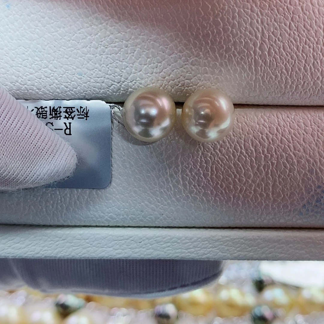 银S925镶嵌耳饰海水珍珠8-9