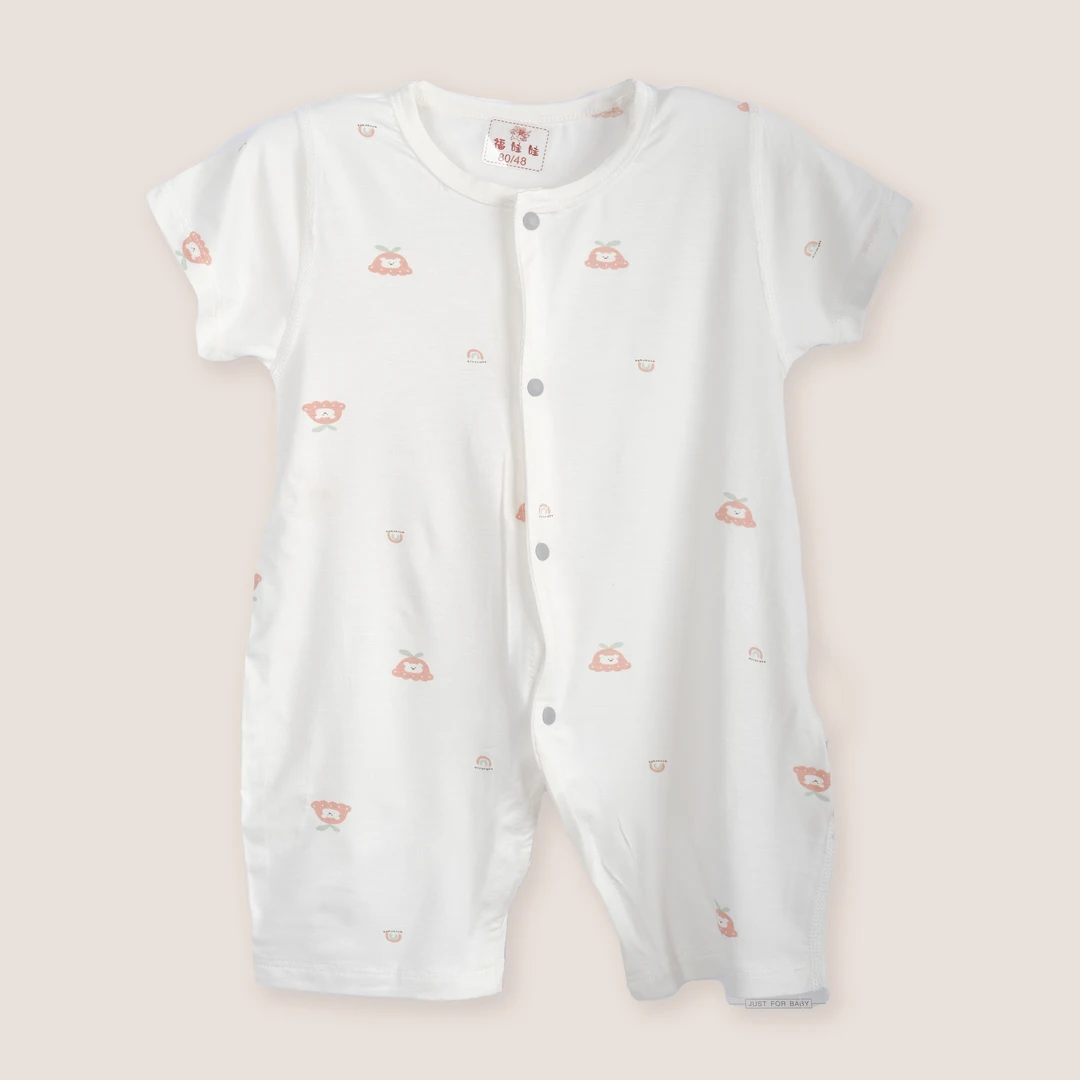 【莫代尔】福娃娃婴幼儿透气清凉73-100码短袖单排扣开档连体衣