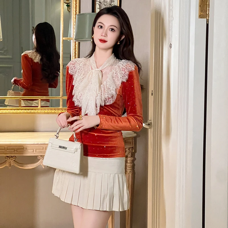 91437 小香风显瘦气质打底洋气减龄百搭短款长袖时尚上衣