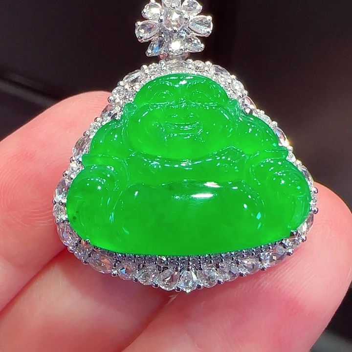 翡翠18K金镶嵌吊坠(不含链)吊坠