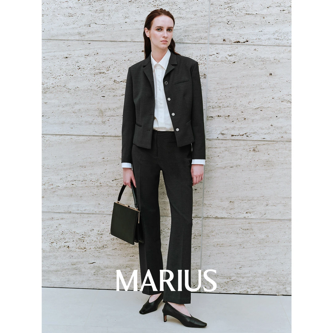MARIUS"铅笔套"莱卡羊毛ROW风经典现代摩登小翻领短西装/长裤