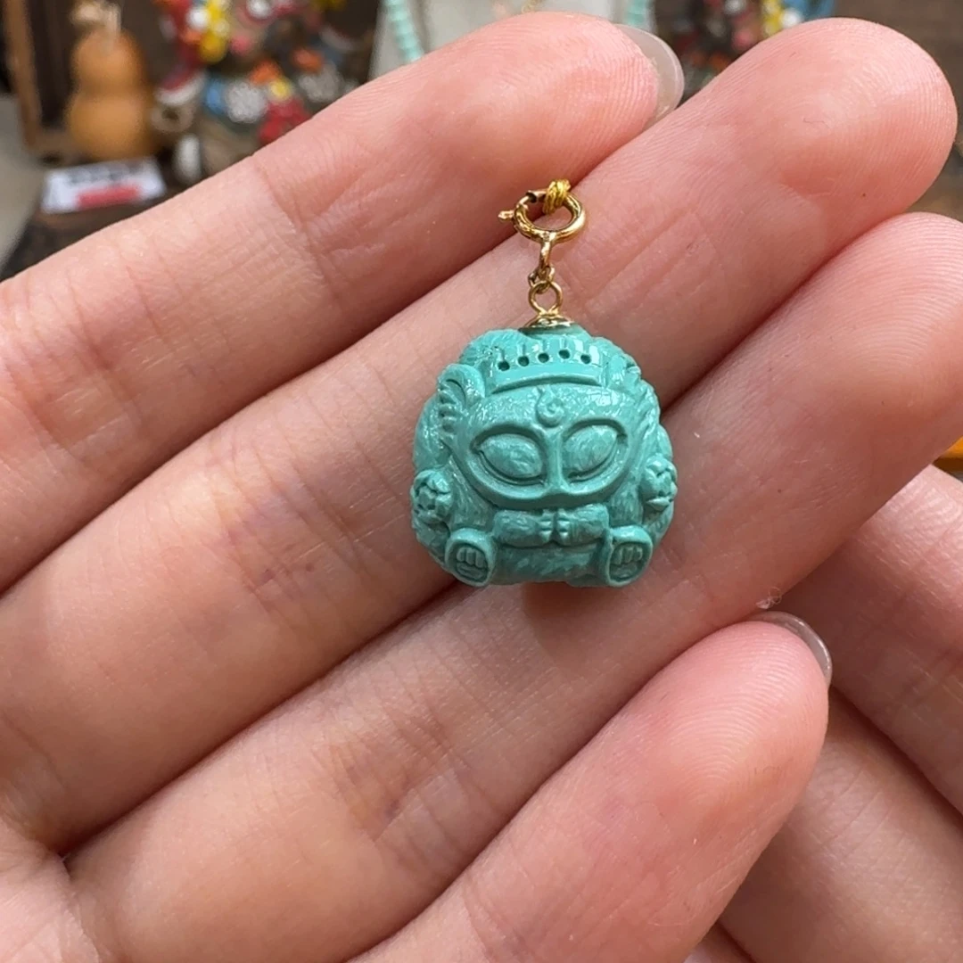 绿松石18K金镶嵌吊坠(不含链)凤九