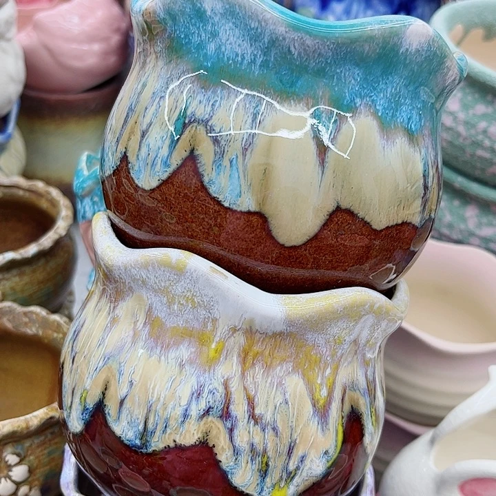 多肉绿植陶瓷花盆9.9包邮，有孔