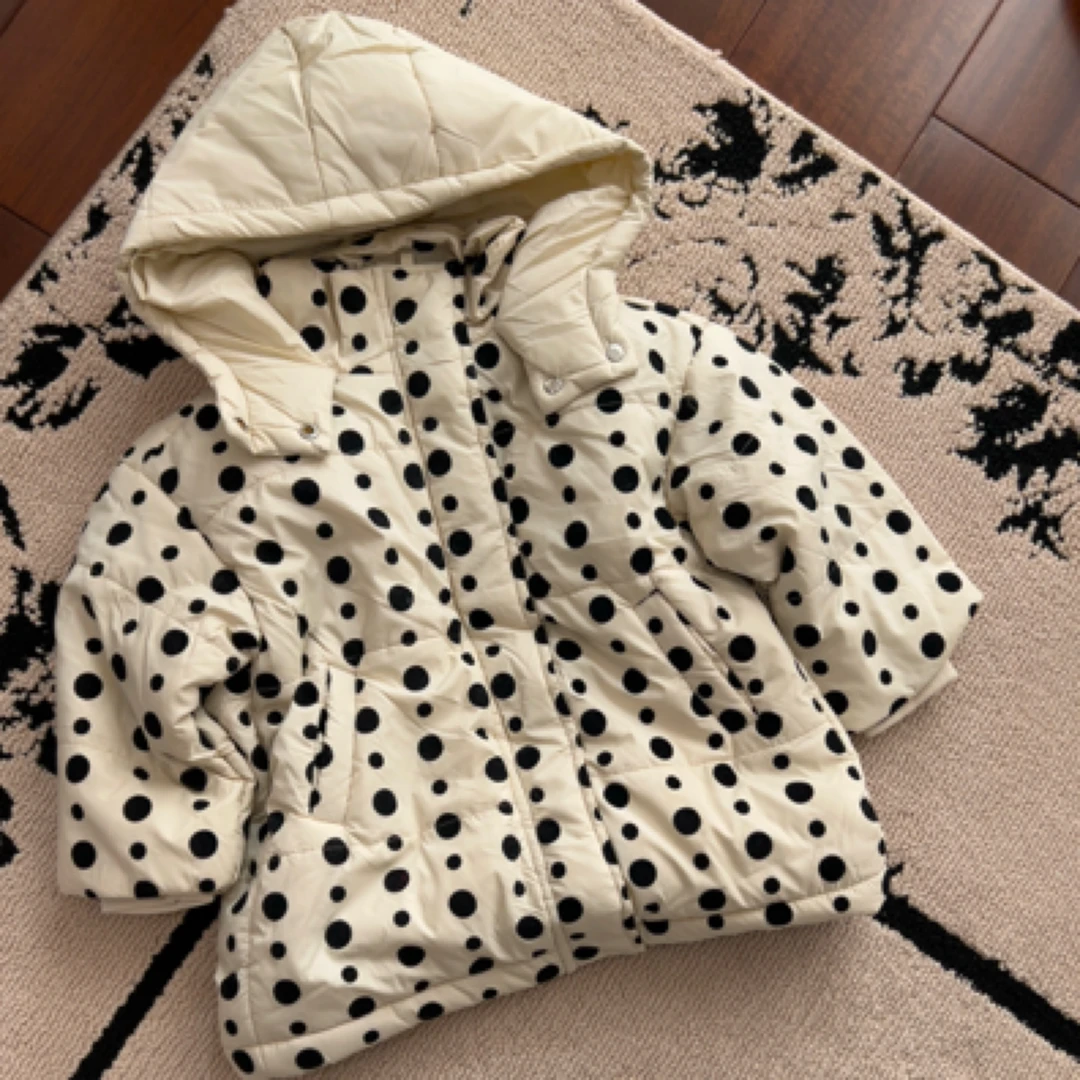 【编号Q327】243081467-12-儿童圆点连帽棉衣米白色-VOOTOO