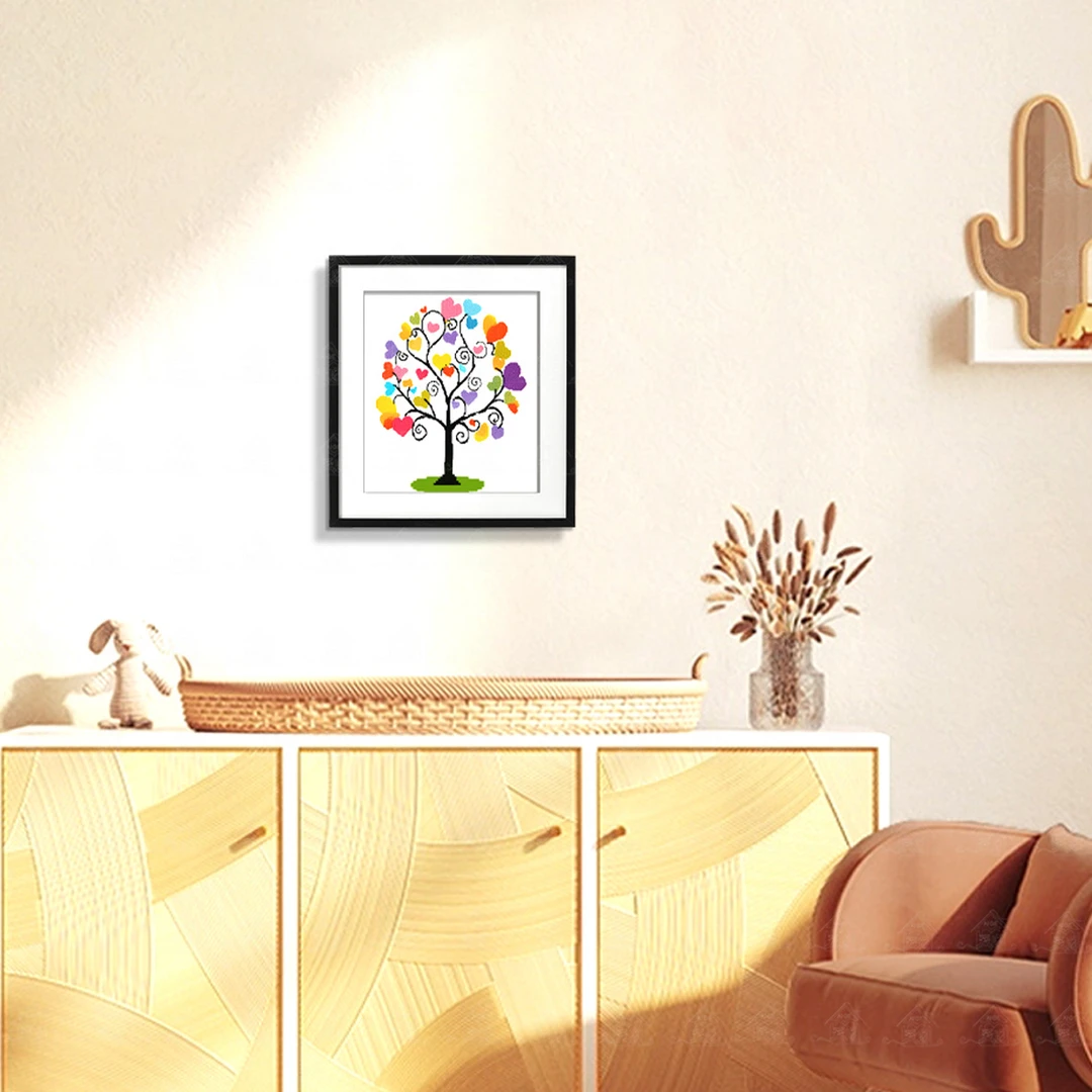 爱阁十字绣树新款松弛感小件简单款清新可爱客厅玄关手工线绣