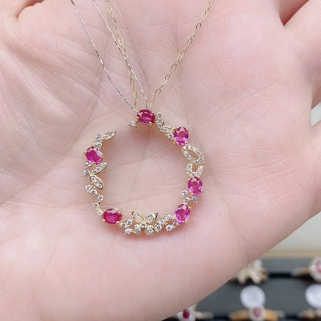 吊坠(赠链)彩色蓝宝石银S925镶嵌