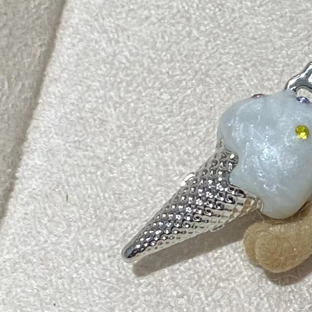 铜合金仿珍珠项链 个性百搭银色冰淇淋项链8158