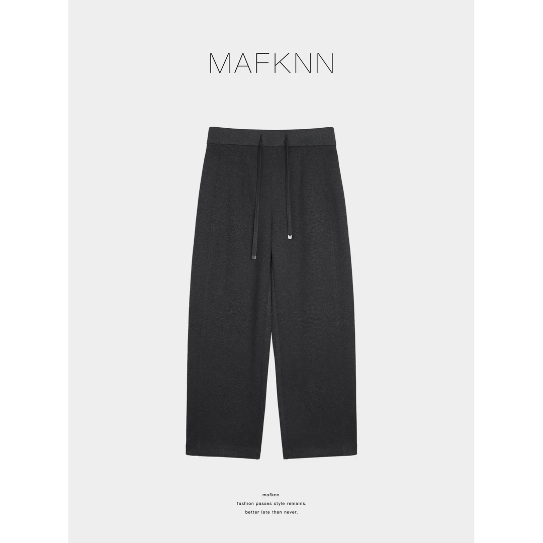 MAFKNN/玛肯时尚休闲简约纯色百搭系带休闲裤MK13265