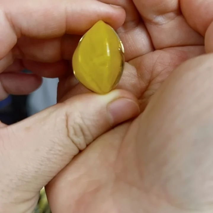 琥珀戒指银S925镀金镶嵌戒指
