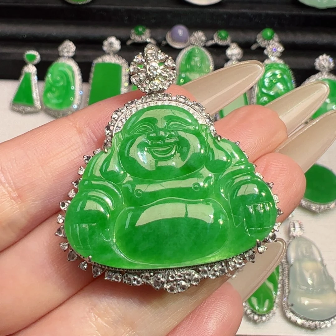 吊坠(不含链)18K金镶嵌翡翠