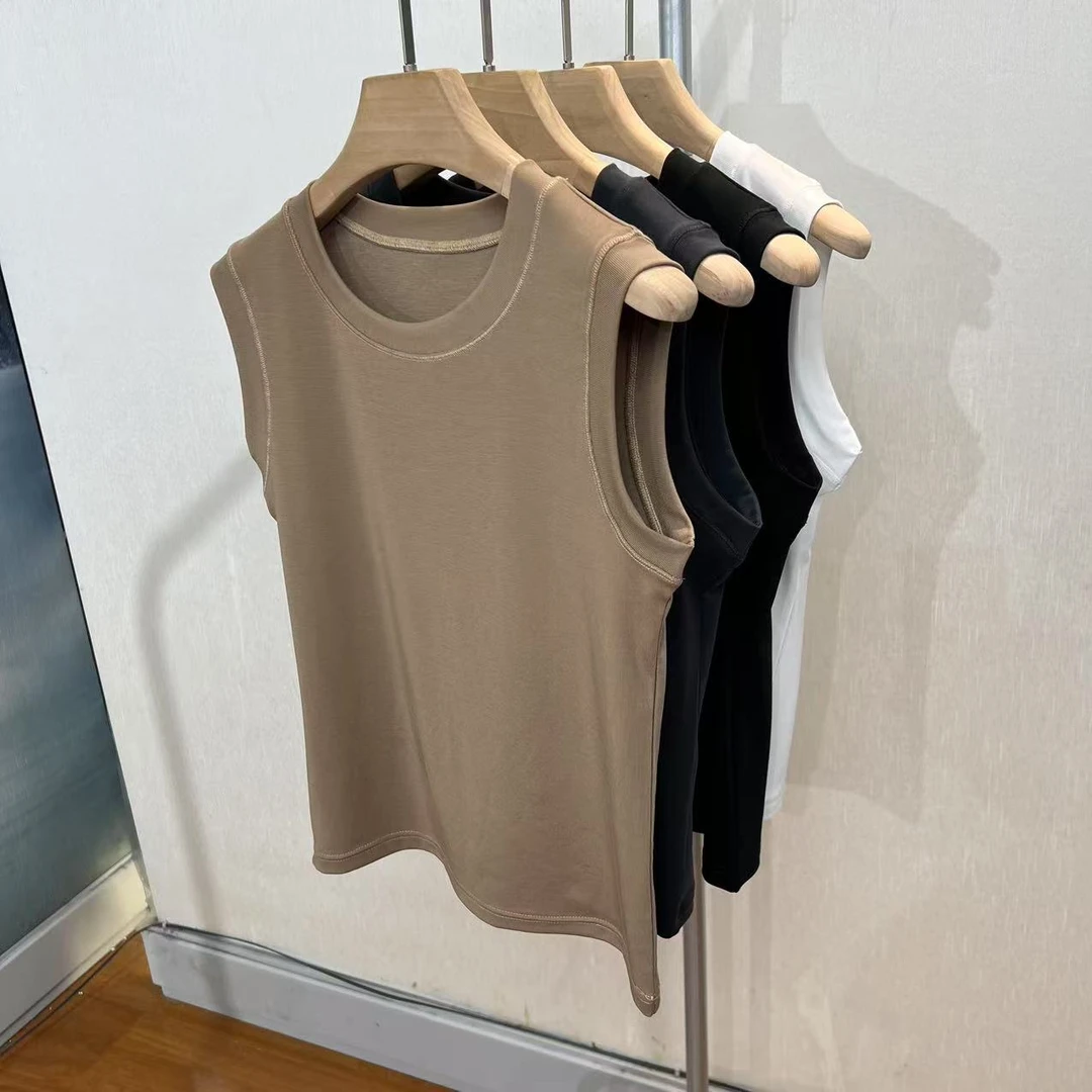 【老头定制】莱赛尔简约百搭纯色无袖坎肩 X-25006