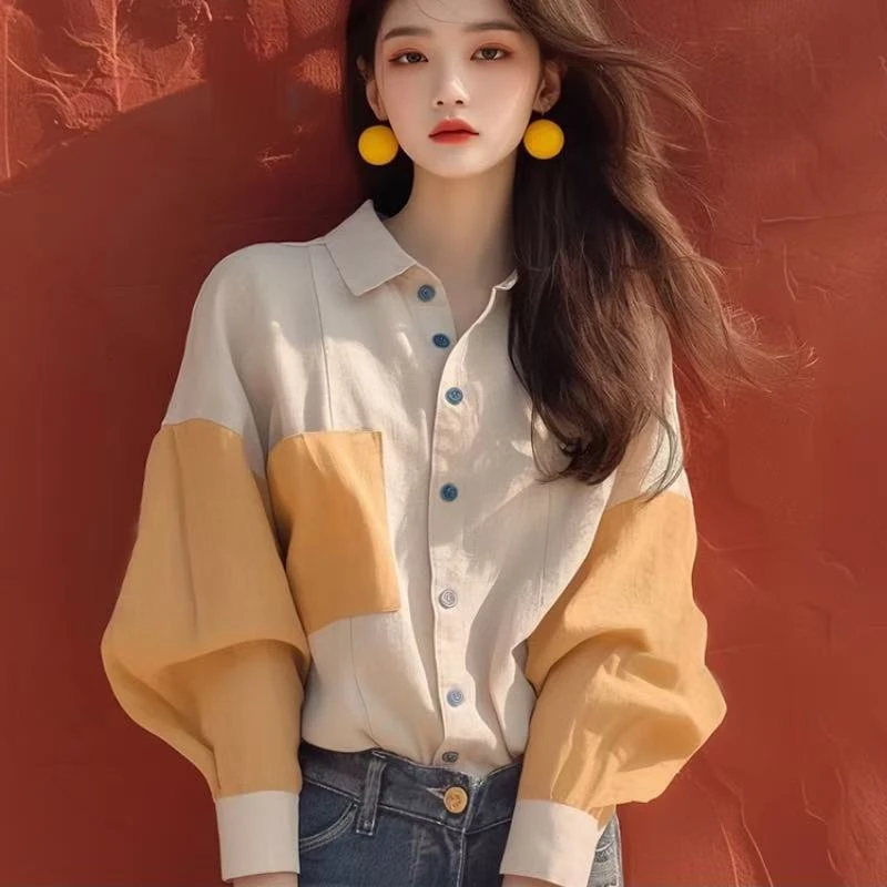 1号琪琪 直播间扣号下单NO退换春款法式撞色衬衫女
