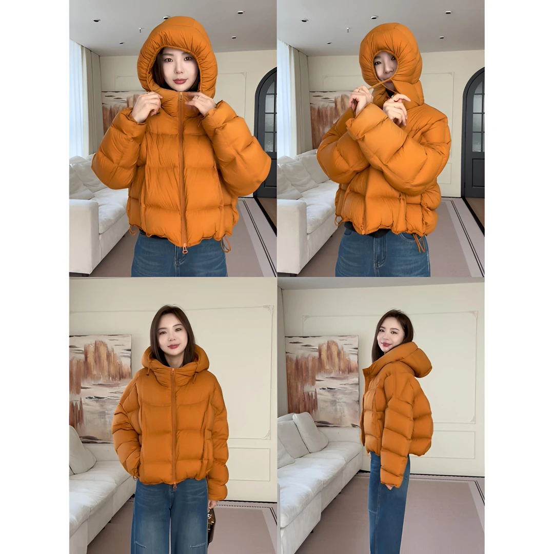 【余欢欢】冬季保暖新国标95白鸭绒连帽短款羽绒服-YHW51042