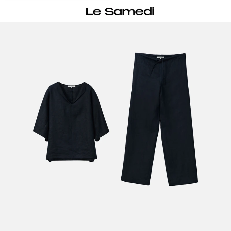 Le Samedi【自在观夏】内敛度假感 一片式廓形亚麻短袖/抽绳长裤