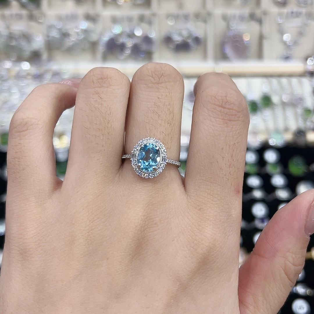 托帕石戒指银S925镶嵌